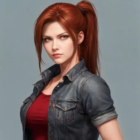 (Claire Redfield:1.1), (perfect facial features:1.1), (belos olhos detalhados, beautiful detailed lips, olhos e rosto extremamen...