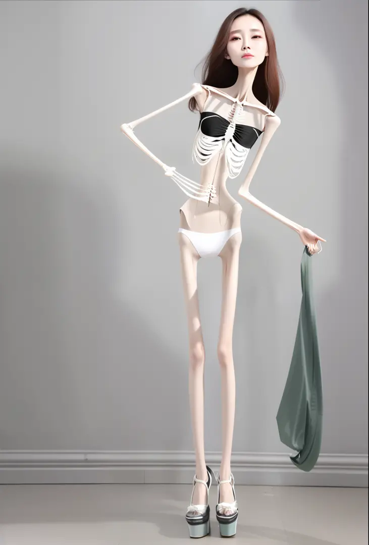 Protruding ribs，Protruding crotch，Protruding pelvis，big breasts thin  waist，emaciated，Malnutrition - SeaArt AI