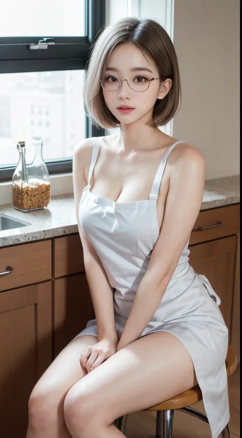 Top image quality、Raw photography、超A high resolution、18-year-old Korean、Glasses beauty、Colossal tits:1.5、cleavage of the breast:...
