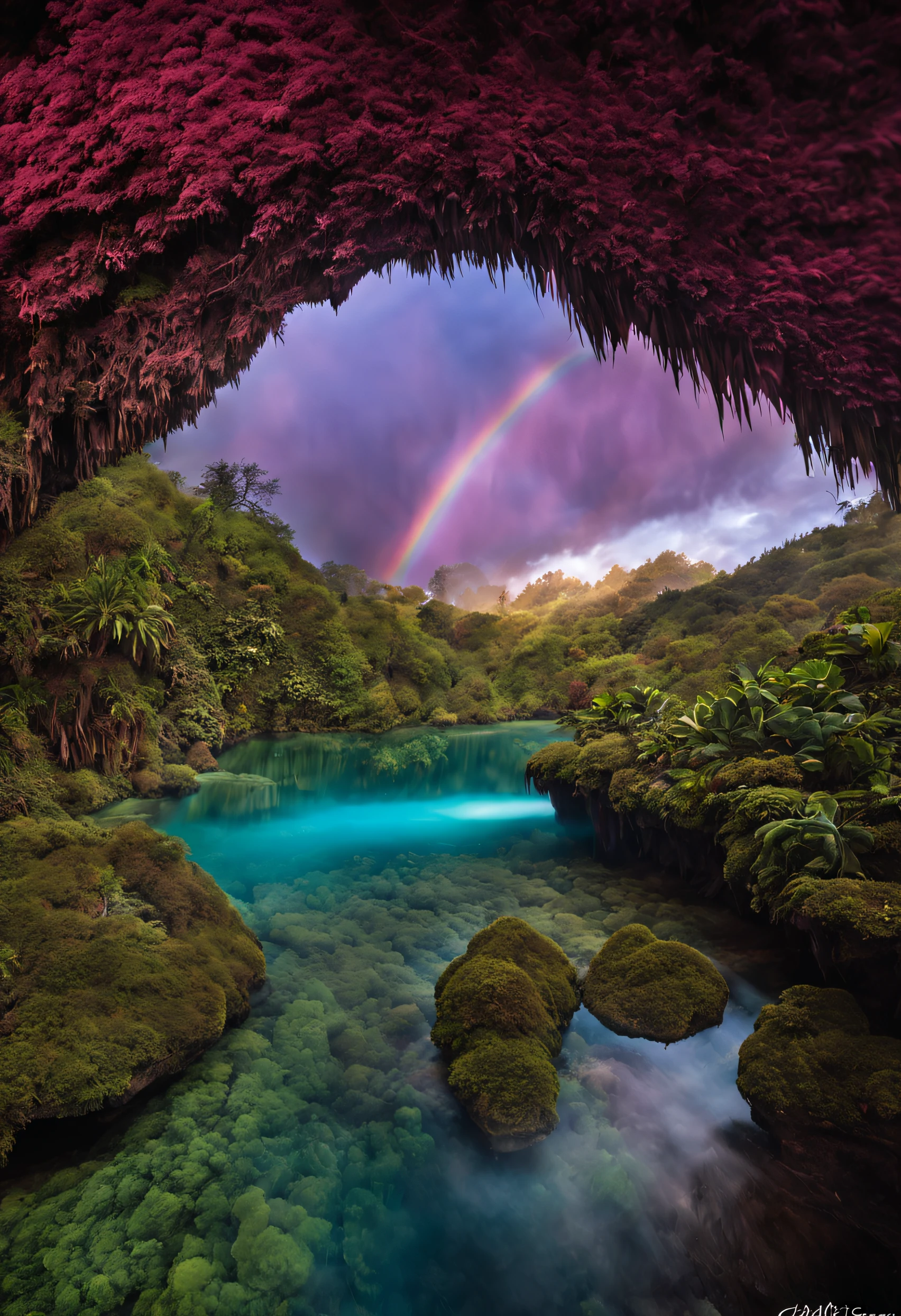 "Im magischen Königreich von Fantastic Adventure, die Landschaft ist eine Mischung aus unvorstellbaren Wundern. Unter einem strahlenden Himmel, Die Wolken sehen aus wie riesige Zuckerwatte-Schwämme, die sich mit violetten Tönen vermischen, Rosen und Gold. Sonne, mit freundlichem Gesichtsausdruck, strahlt flackernde Lichter aus, die prismatische Blitze in alle Richtungen erzeugen.

Scheinwerfer, ein verzauberter Wald aus leuchtenden Bäumen erstreckt sich in alle Richtungen. Jeder Baum hat Leuchtblätter, die ein weiches Leuchten abgeben.. Kleine fluoreszierende Kreaturen tanzen zwischen den Zweigen., schaffen ein Licht- und Schattenspiel auf dem moosigen Boden.

Durch den Wald, Wir entdecken einen flüssigen Regenbogenfluss, der mit magischen Wasser fließt. Entlang seiner Ufer, Blumen, die mit wechselnden Farben flackern, erwachen bei Berührung mystischer Brisen.. bogenförmige Brücken, gemacht aus glänzenden Kristallen, sie überqueren den Fluss, die bezaubernden Länder verbinden.

In der Ferne, Ein Gebirge erhebt sich, das aus schillerndem Glas zu sein scheint.. Lichtkaskaden fließen von ihren Gipfeln, schöpfen ätherische Regenbögen, die in der Luft verschwinden. In den Berg Höhlen, leuchtende Pilze strahlen ihren Glanz aus, beleuchten geheime Gänge und magische Pfade.

In der Weite des Himmels, geflügelte Kreaturen mit unmöglichen Formen durchfliegen die Lüfte mit ihren glänzenden Flügeln. schwimmende Inseln, getragen von der Essenz der Fantasie, Sie dienen als Häuser für magische Wesen und schwebende Schlösser, die der Schwerkraft trotzen....

Fantastic Adventure ist eine Welt, in der Magie und Wunder in jedem Element der Landschaft miteinander verwoben sind., schaffen eine Umgebung, die zum Erkunden einlädt und die wildeste Fantasie weckt."