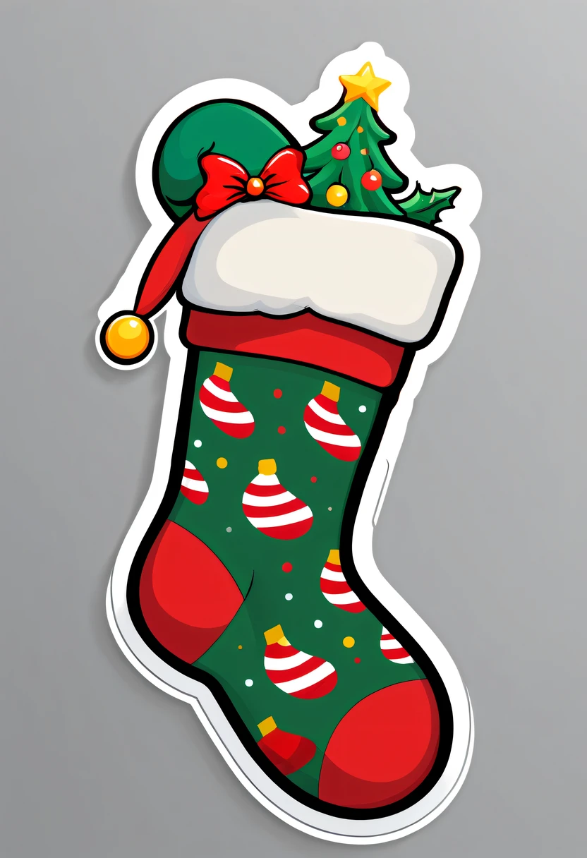 One sticker, santa, simple backgound