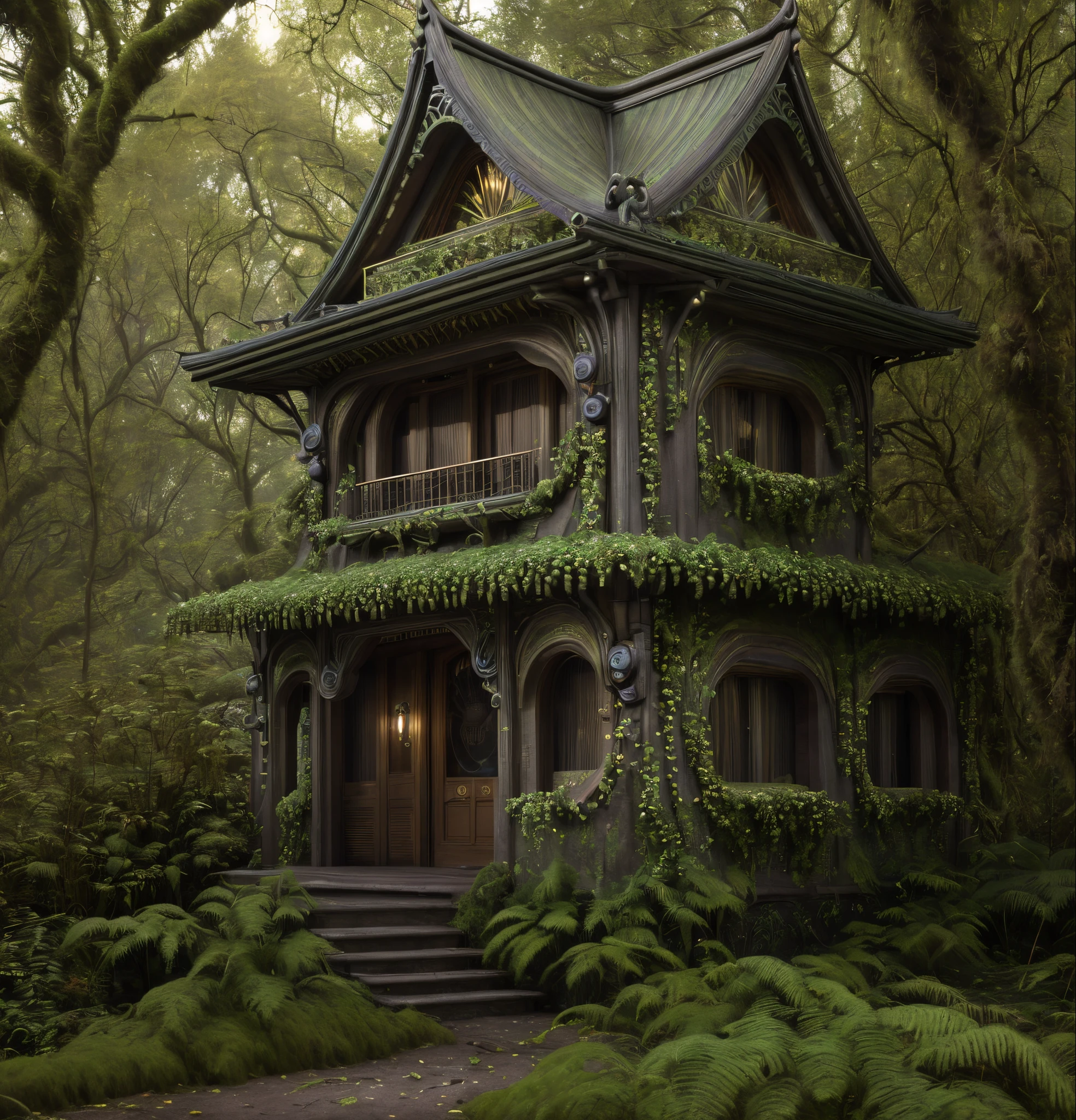 (Cinematic Photo:1.3) of (Ultrarealistic:1.3),(Grim:1.3) Masterpiece, best quality, (very detailed CG unity 8k wallpaper), (best quality), (best illustration), (best shadow), round radish hut covered with moss, octane rendering, ray tracing, very detailed,Highly Detailed,(Art Nouveau:1.3),(Fujifilm Superia:1.3),naturalism,land