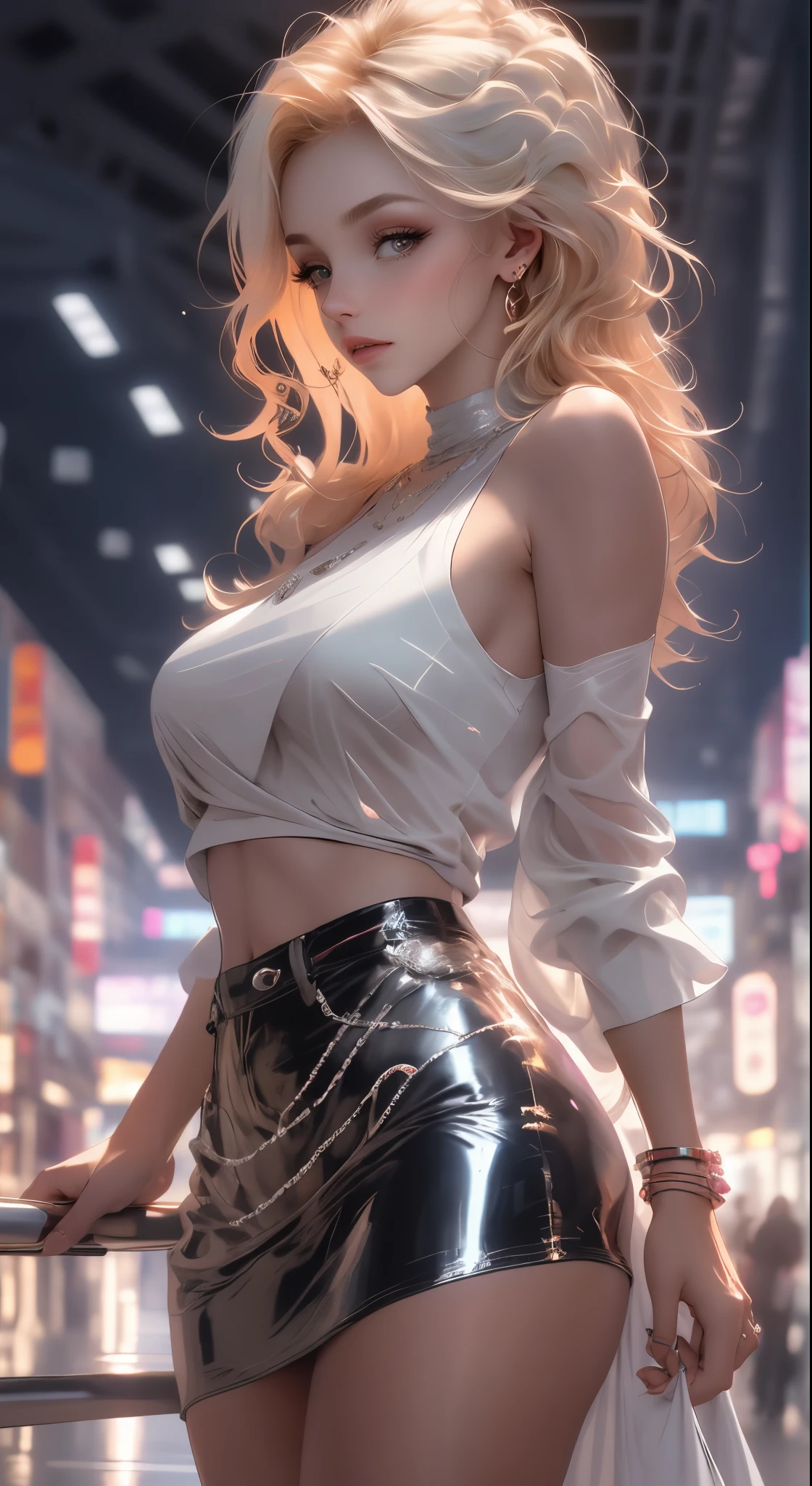 측면 프로필,마스터 파트, 더 나은 품질, 8K, 실제 사람, 현실적인, 매우 치밀한 CG, 빛나는 피부, 완전히 집중하다, 광점, 아름다운 영국 금발 소녀의 옆모습, 헐렁한 상의를 입고, 세련된 디자인, 매혹적인 모습,대담하고 장엄한 모습, 배경 영국, 아름답고 우아한 아가씨