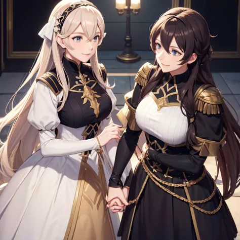 Corrin fire emblem fates. Claude von Riegan fire emblem three houses. Holding hands. Smiling at each other. In love.