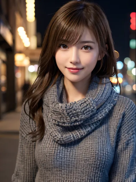 1 japanese girl,(dark grey sweater:1.4),(she wears a knitted scarf around her neck.:1.2), (raw photo, best quality), (realistic,...