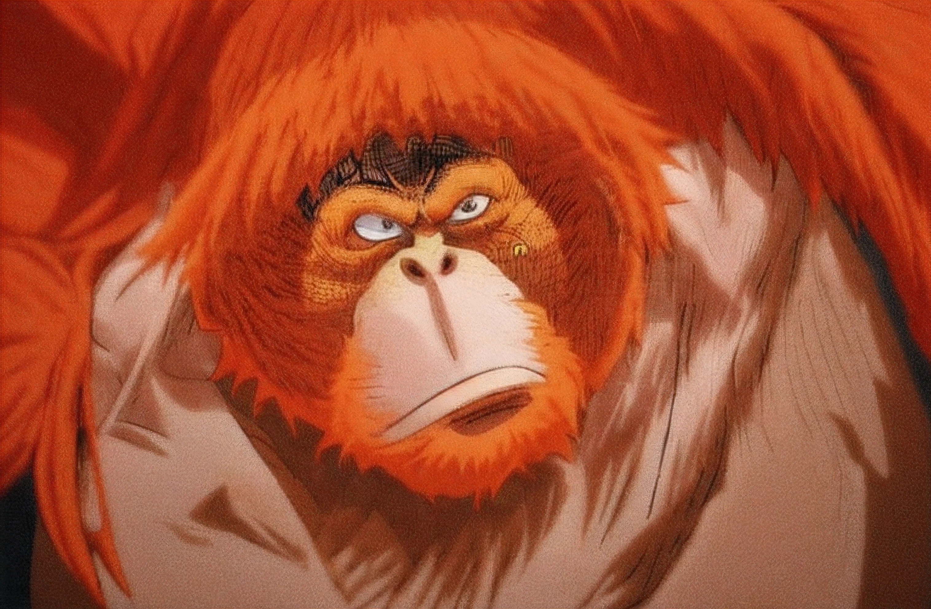 an angry orangutan,  wanostyle