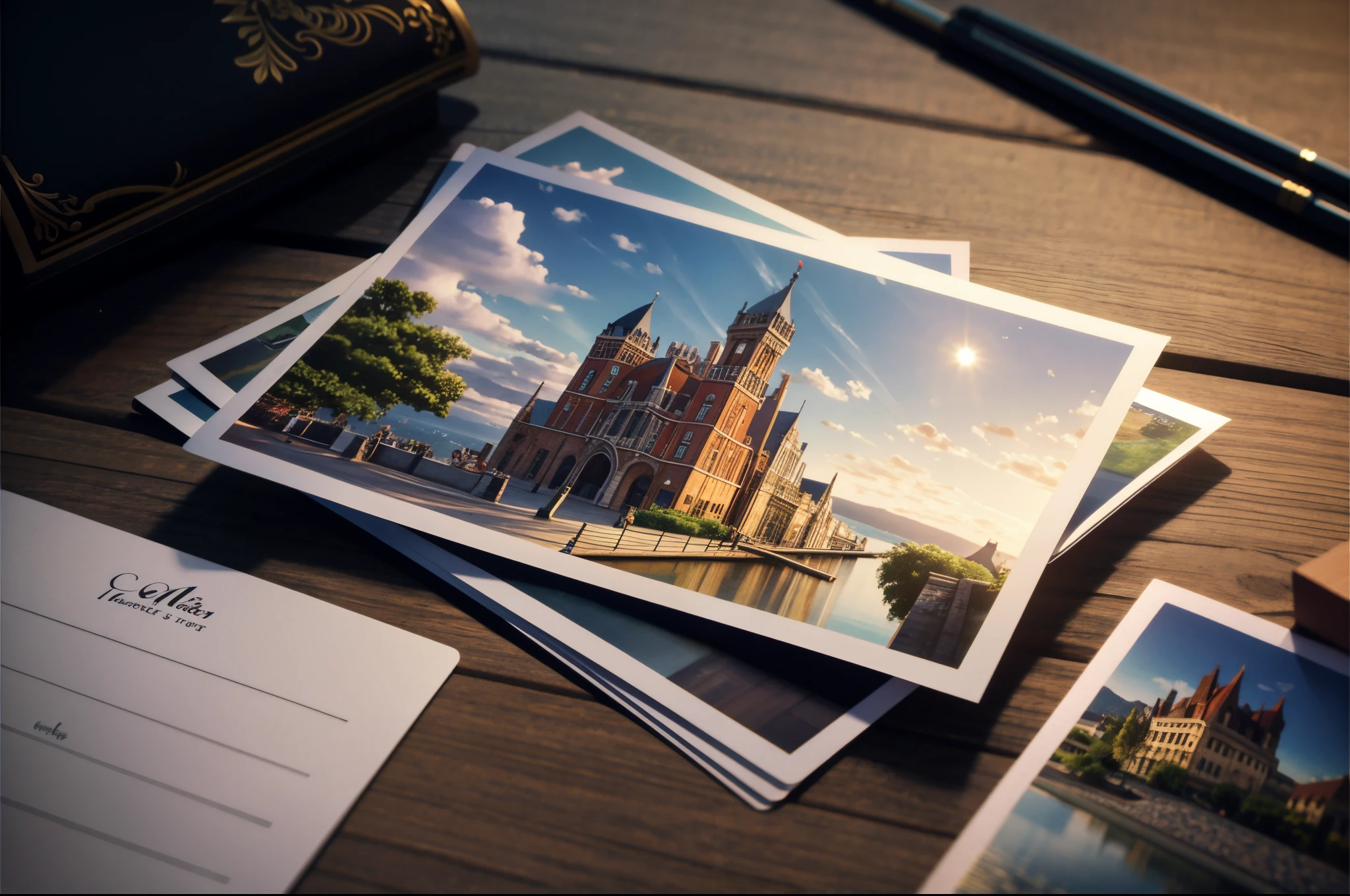 colorful postcards on a table