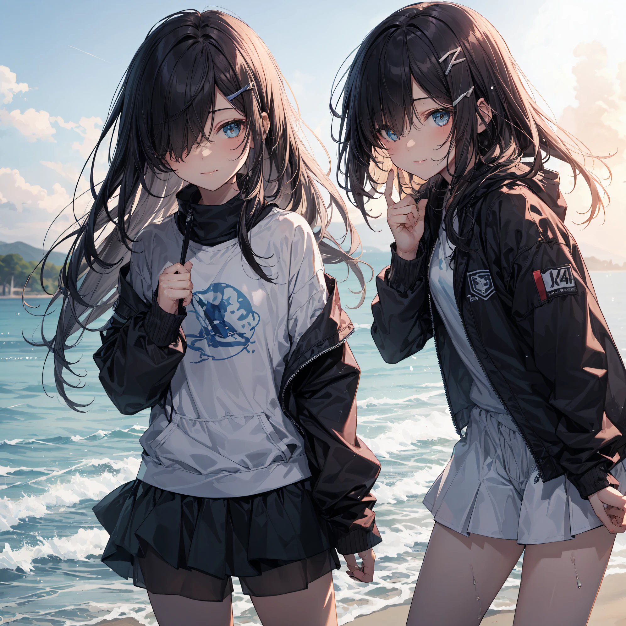 de la más alta calidad, Estilo de arte anime Moe,Los mejores fondos de pantalla de anime 8K Konachan,Ganador del concurso pixiv,anatomía perfecta, BREAK,(Haz un dibujo de una niña en traje de baño caminando por la playa..),BREAK, 1girl es una chica hermosa con mala suerte..,(Solo,En,niño,14 años:1.3),un estudiante de secundaria,Extremidades completas, Dedos completos,  pelo corto plateado, frente, (pelo sobre un ojo:1.4),senos pequeños, trasero pequeño, hermosos ojos detallados, estudiante bien proporcionado,ingle, Húmedo, piel brillante, tiro de vaquero, pinzas de cabello, traje de baño, Una sonrisa ligeramente ondulada,en la playa.BREAK,ultra detallado,Alta resolución,piel súper detallada, 
La mejor iluminación gracias a la IA profesional,ilustración,