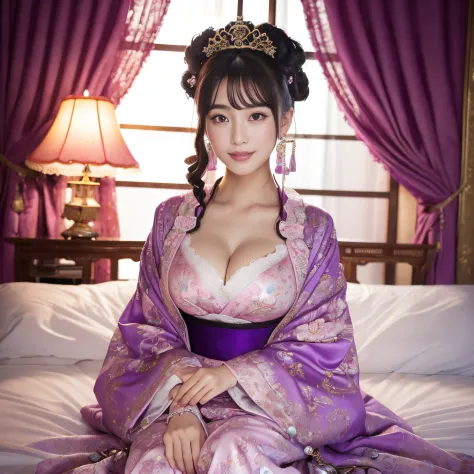 top-quality、masutepiece、8K、Top image quality、Highly complex and detailed  depictions))、(Chinese prostitute upper body photo:1.3)、Luxurious medieval  Chinese whorehouse、the most luxurious prostitute costume、((The most  beautiful medieval Chinese