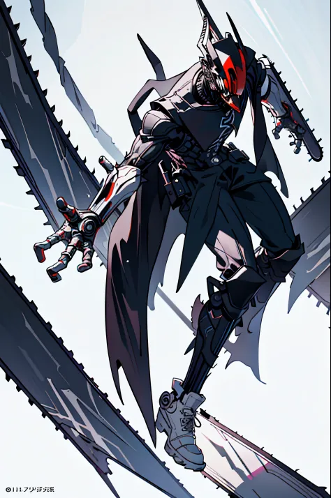 (masterpiece, best quality:1.2), full body, goth_punk, 1man, solo, chainsaw man ultimate devil falcon form, with long pointy horns, color white, wearing a color white cyber exoskeleton armor, with a white cape, roled up sleeves, long tongue, wearing gloves...
