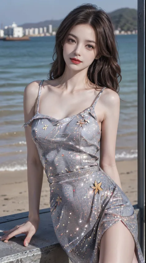 dress,fashi-girl. red lips, mature female, makeup, ((Random shooting angles)), (best quality, masterpiece:1.2), ultra-detailed, (realistic:1.37), beautiful, youthful, glamorous model with (detailed eyes, detailed lips, extremely detailed eyes), with white ...