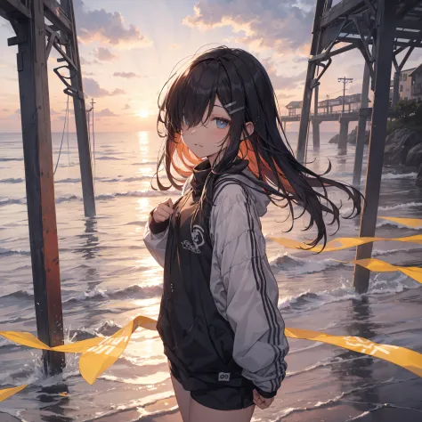 of the highest quality, anime moe art style,Best Anime 8K Konachan Wallpapers,Pixiv Contest Winner,Perfect Anatomy, BREAK,(Draw a picture of a girl in a swimsuit walking on the beach.),BREAK, 1girl is a beautiful girl with poor luck.,(Solo,Lori,child,14yea...