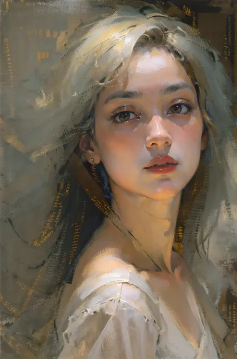 (Best quality,actual:1.37),Renaissance Minimalist Oil Painting,beuaty girl,詳細な目,Subtle color palette,Meticulous,Wonderful atmosphere,Glowing light,Soft light and shadow,vivid emotional descriptions,Timeless elegance,Meticulous attention to detail,Delicate ...