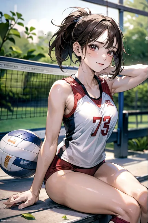 ((((perfect anatomy, anatomically correct, super detailed skin)))), 1 girl, japanese, 16 years old, volleyball player, shiny ski...