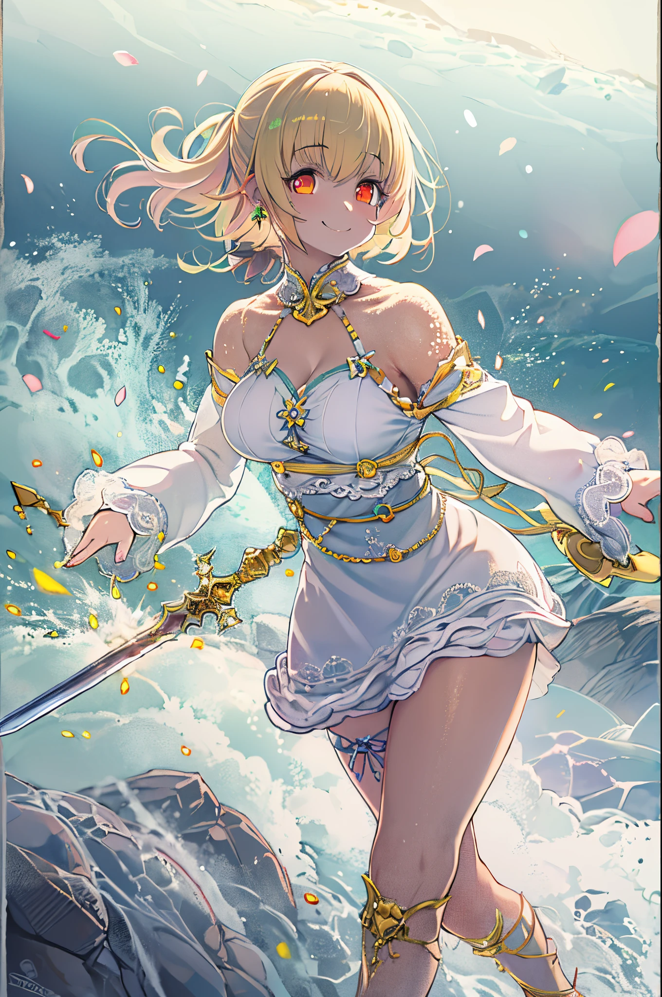 Anime girl with sword and chain in the ocean - SeaArt AI