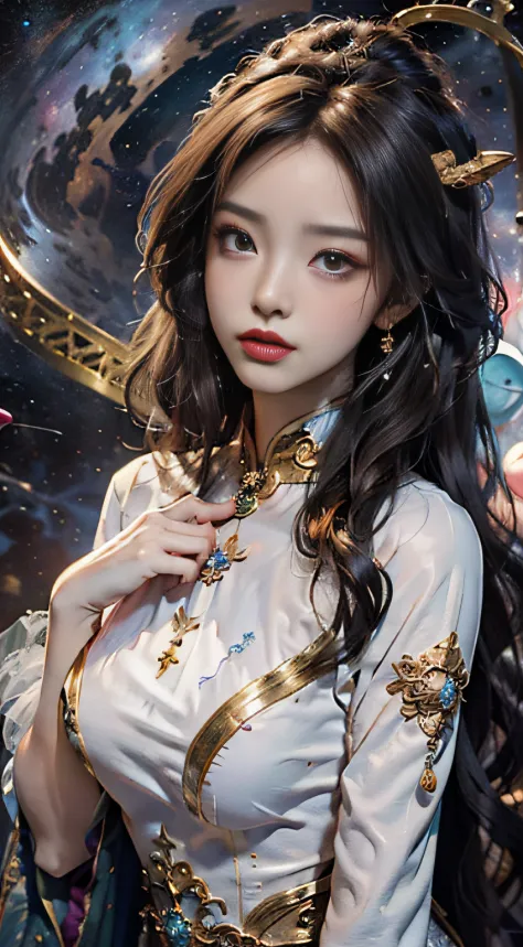 1 goddess of the zodiac from the future, wear the ao dai of the goddess of the zodiac to cover her chest, the goddess of the zod...