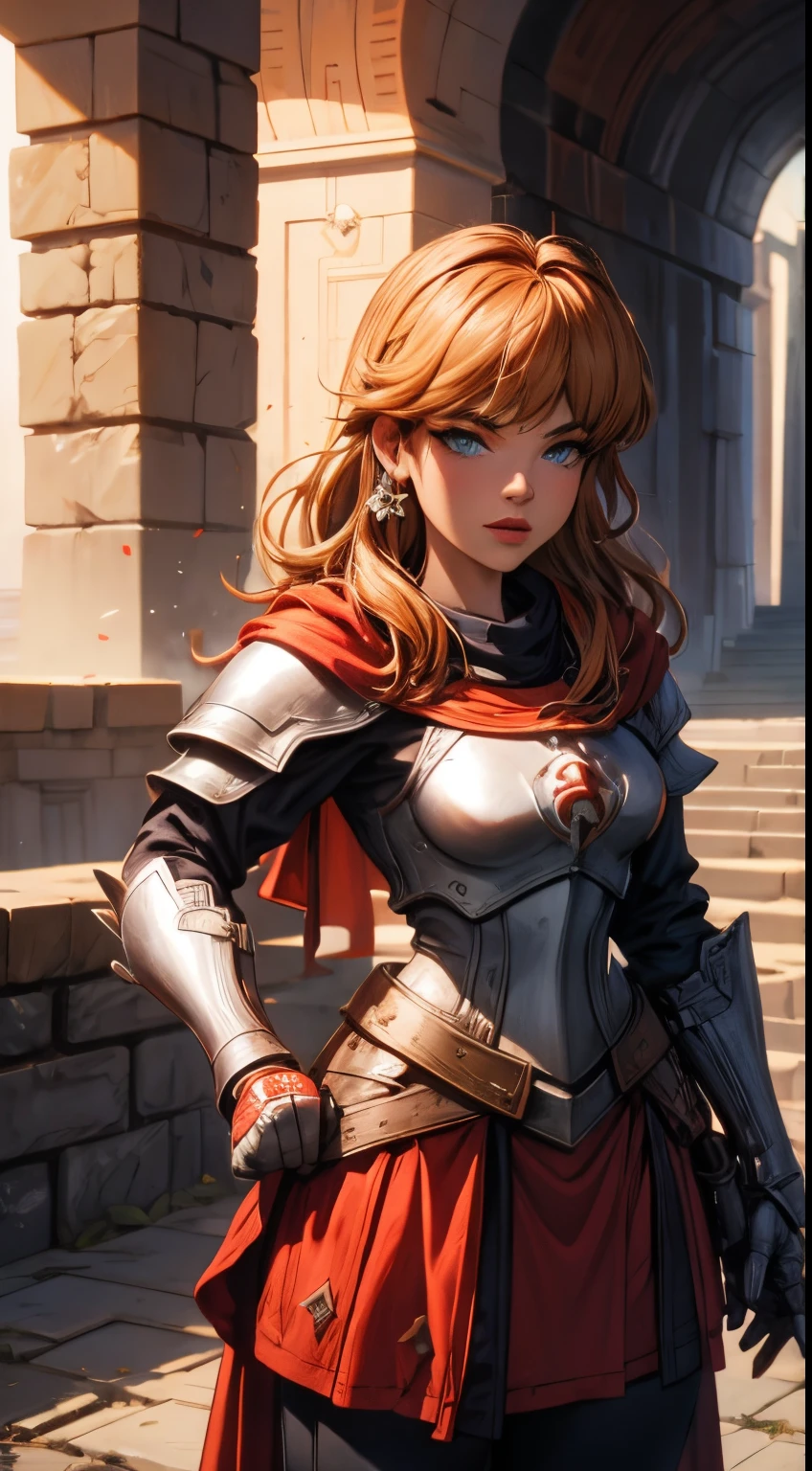 Súper chica medieval con armadura de temática templaria
