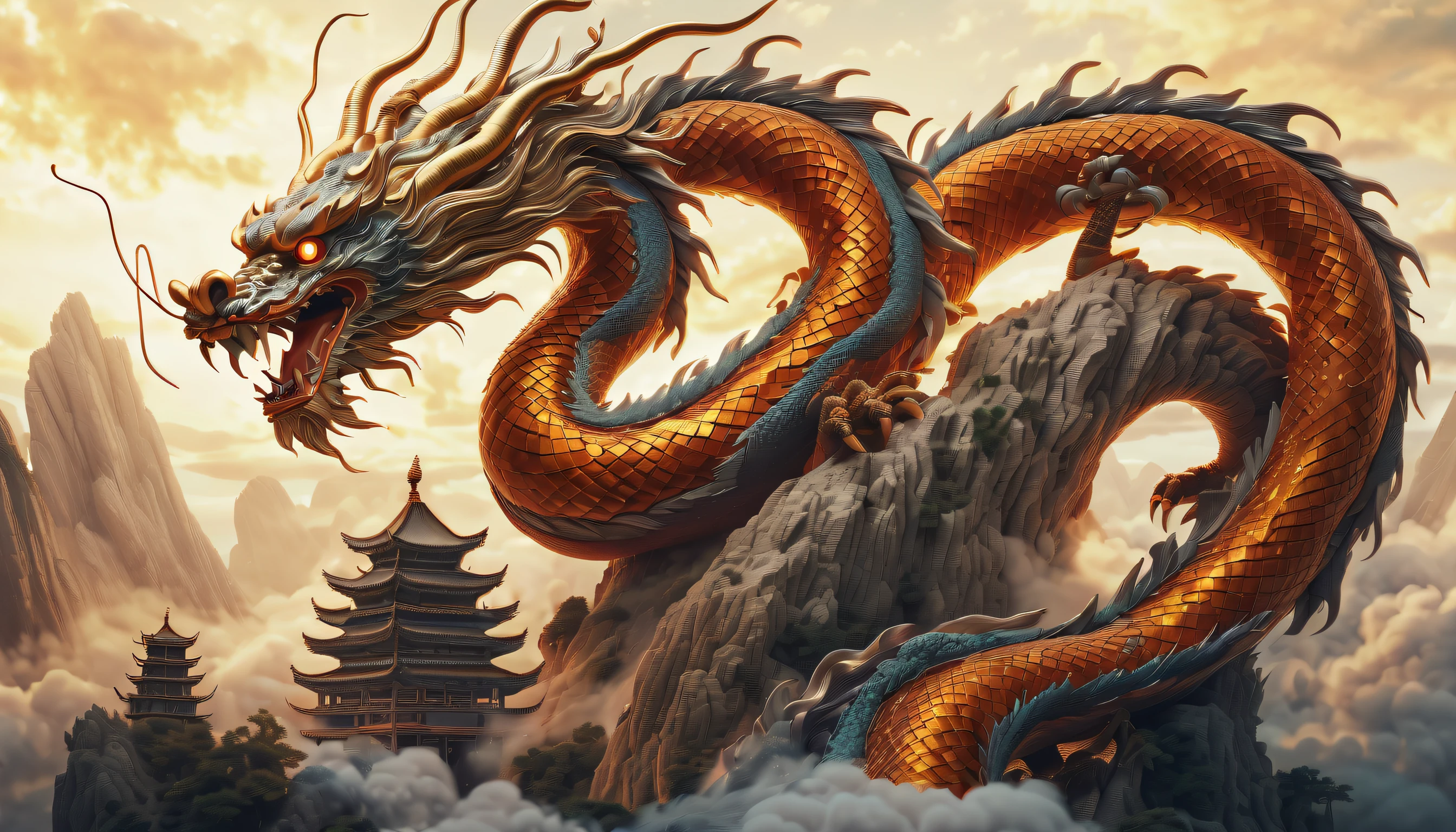 Chinese Dragon 中国龙 中国の竜 Created With Seaart Ai