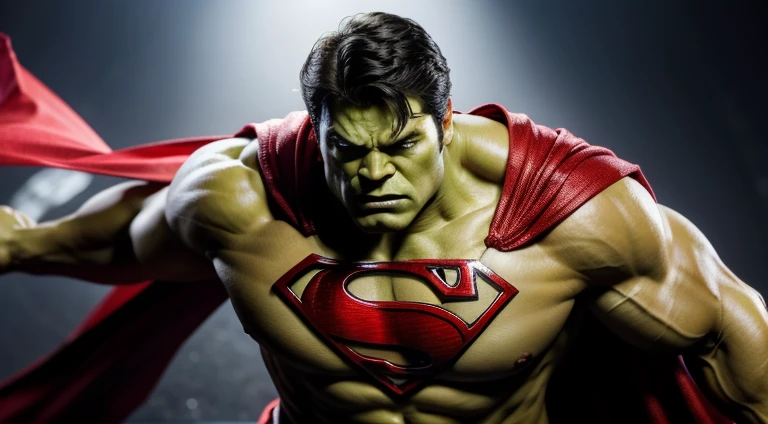 Crie um superman com cara e cor do hulk