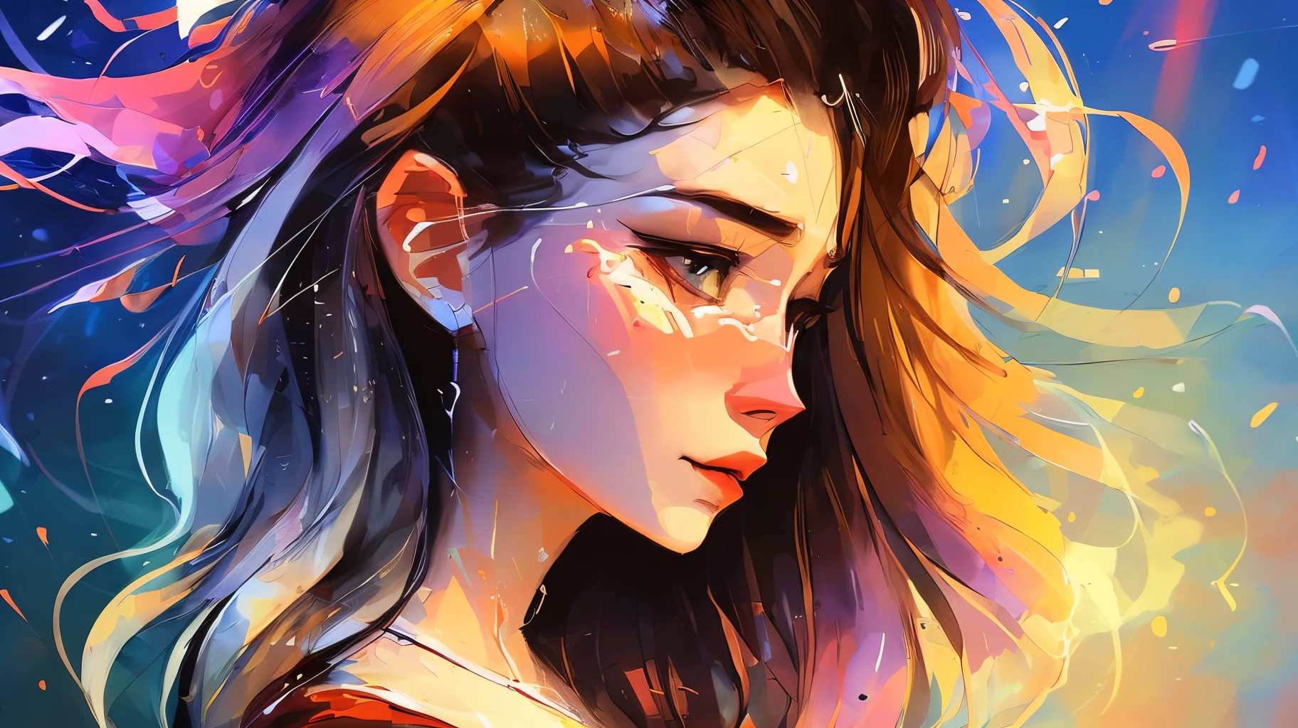 A close up of a woman with long hair and a red dress - SeaArt AI