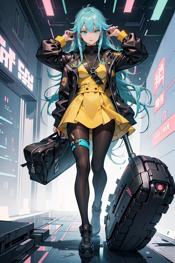 Round image,(masutepiece:1.3), (best qualtiy:1.2), (An ultra-fine illustrations:1.2), (masutepiece), High quality, high detailing,(Solo:1.4),((Round image)),[(White background:1.1)::5],[(Cyberpunk:1):5],[(Game Character Portrait:1.2):5],

{1 girl},{Solo},(((Full body))),{{{only five fingers}}},((yellow))The long-haired((Yellow and (Wiz)),Long hair,Whole body, pantyhose,look at viewr,, aqua eyes, Cyberpunk,