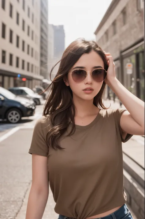 women , brown, , (cinematic angle: 1.2), streetview,(1 girl, sunglasses, summer dresest quality, detailed details, masterpiece, official art, movie lighting effects, 4K) --auto --s2