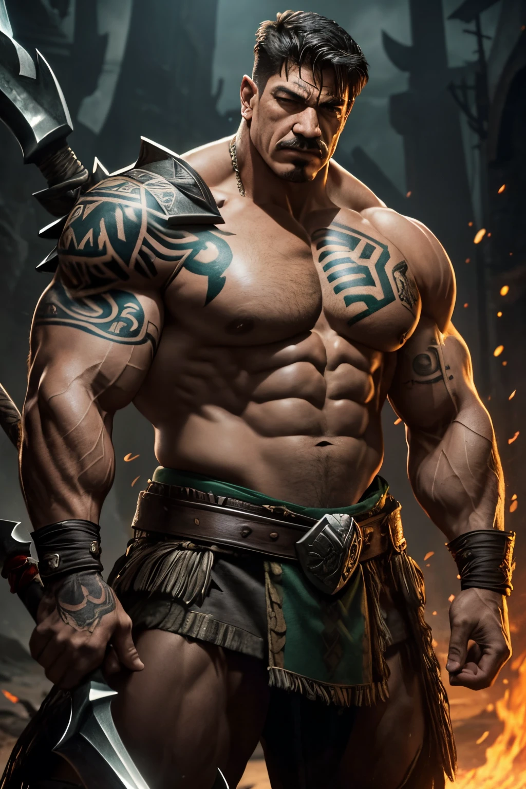 orc shaman warlock fire tattoo cool