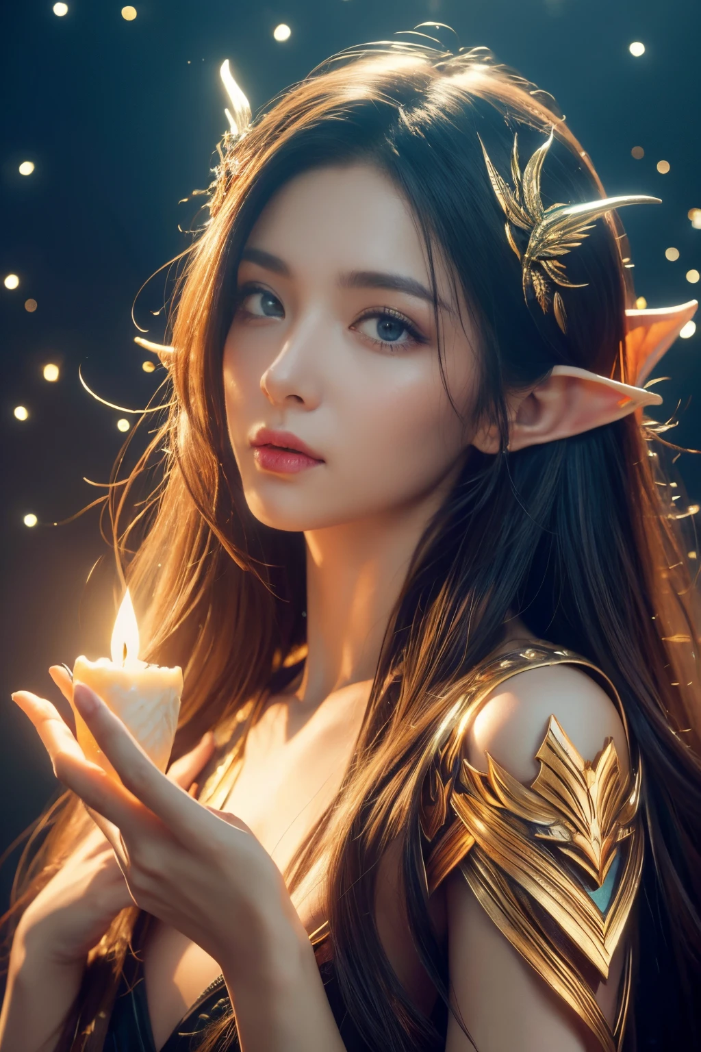 (Best quality, 4k, High-resolution, Masterpiece:1.2), Ultra-detailed, Realistic, Radiant lighting, Epoch Elves, Portraits, Fantastical colors, Fine art, Ethereal beings, Dreamlike, Whimsical creatures, Detailed facial features, Glowing eyes, Elven beauties, Ethereal glow, Mythical creatures, Harmonious composition, Dazzling colors, Stunning visual effects, Otherworldly appearance, Mesmerizing artistry,