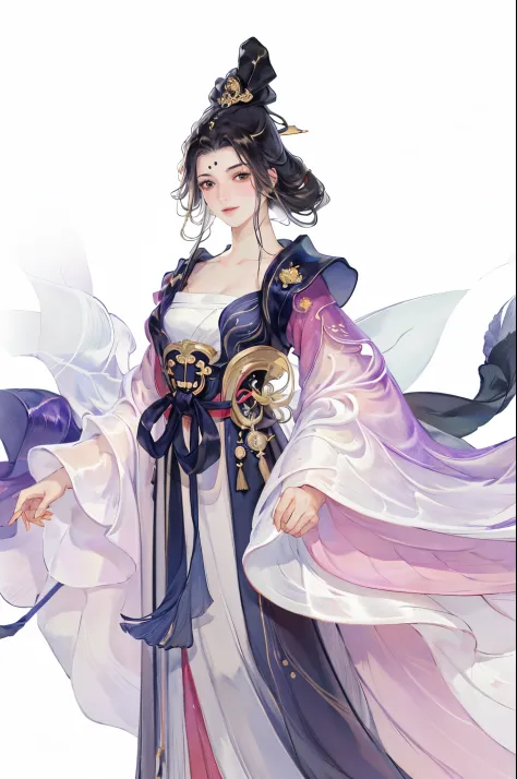 best quality at best, 超高分辨率, (((1 girl))),(long black hair), game fairy, old palace, hanfu, yarn, flowing light yarn, jewelry, (...