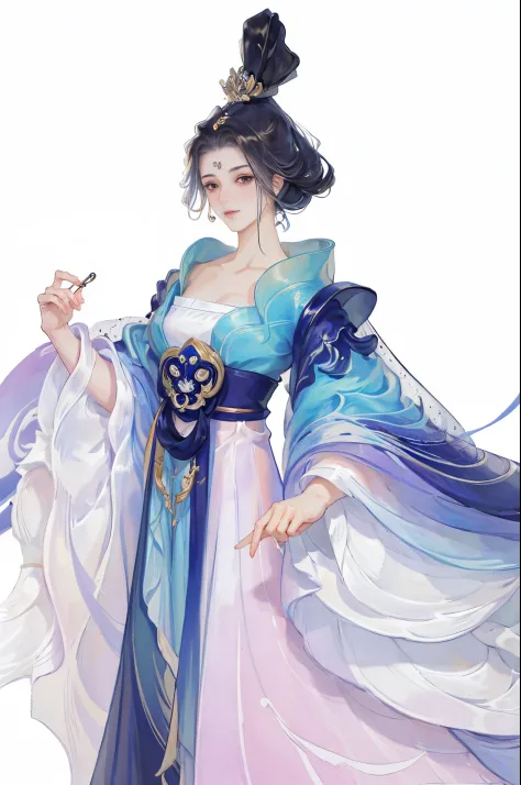 Best quality, 超高分辨率, (((1 girl))),(cabelos preto e longos), game fairy, old palace, Hanfu, yarn, flowing gauze, jewely, (focal),...