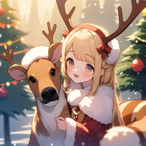 Christmas outfits, reindeer antlers, reindeer costumes, smiles，reindeer