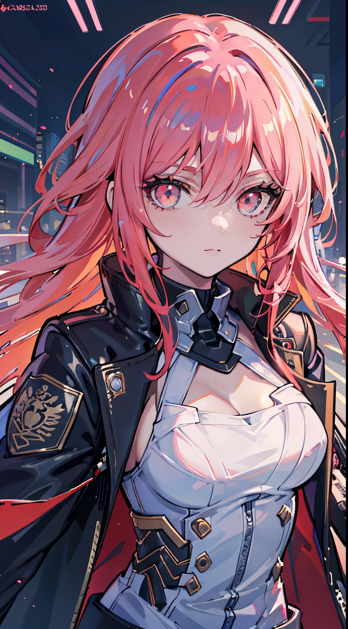 glowing eyes, colourful glowing hair, wearing sci-fi jacket, anime style, high detail, Futurism, glowing light, UHD, retina, masterpiece, ccurate, anatomically correct, textured skin, super detail, high details, high quality, award winning, best quality, highres