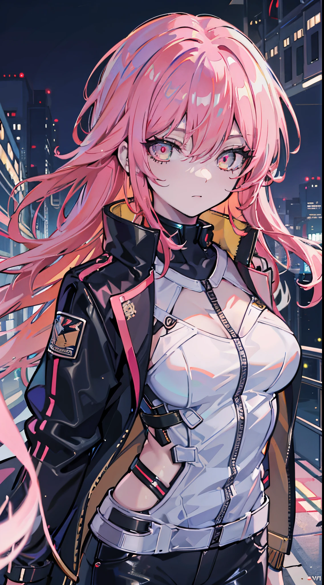 glowing eyes, colourful glowing hair, wearing sci-fi jacket, anime style, high detail, Futurism, glowing light, UHD, retina, masterpiece, ccurate, anatomically correct, textured skin, super detail, high details, high quality, award winning, best quality, highres