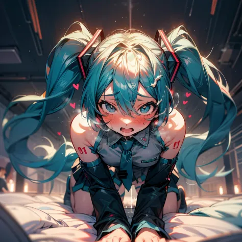 NSFW，cum on chest，Train，cum in ，all-fours，vaginal,，Large crowds，miku hatsune，Train，One Man，red blush，