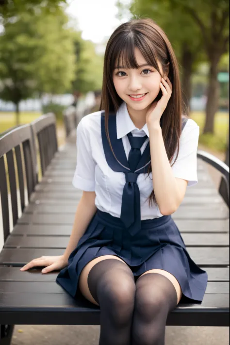 ulzzang -6500-v1.1, (Raw photo:1.2), (Photorealsitic), (Real:1.4), Classy elite girl sitting on a park bench, wearing japanese school uniform, Ultra-realistic pantyhose:1.3、japanese girl school uniform, Japan school uniform, wearing headmistress uniform, Young Pretty Gravure Idol, photograph taken in 2 0 2 0, dressed as schoolgirl, Wearing school uniform, Wearing a strict business suit, Young skinny gravure idol, Seifuku　　　　　　　ulzzang -6500-v1.1, (Raw photo:1.2), (Photorealsitic), a beautiful detailed girl, Sitting on a bench、(Real: 1.4), extremely detailed eye and face, ((Japan School Uniforms:1.2、Super realistic black tights:1.2))、((Night city:1.2)), selfee, Instagram、game_nffsw, huge filesize, hight resolution, ighly detailed, top-quality, [​masterpiece:1.6], illustratio, ighly detailed, nffsw, finely detail, top-quality, 8k wallpaper, Cinematographic lighting, 1girl in, 17 age, perfect body type, cute droopy eyes beautiful big eyes、Pieckfinger, ((masutepiece)), Best Quality, 1girl in, eye shadow, Portrait, ((FULL BODYSHOT:1.4))、(Very affectionate smile:1.2)、realistic skin textures、shinny skin、Exposed thighs!!!