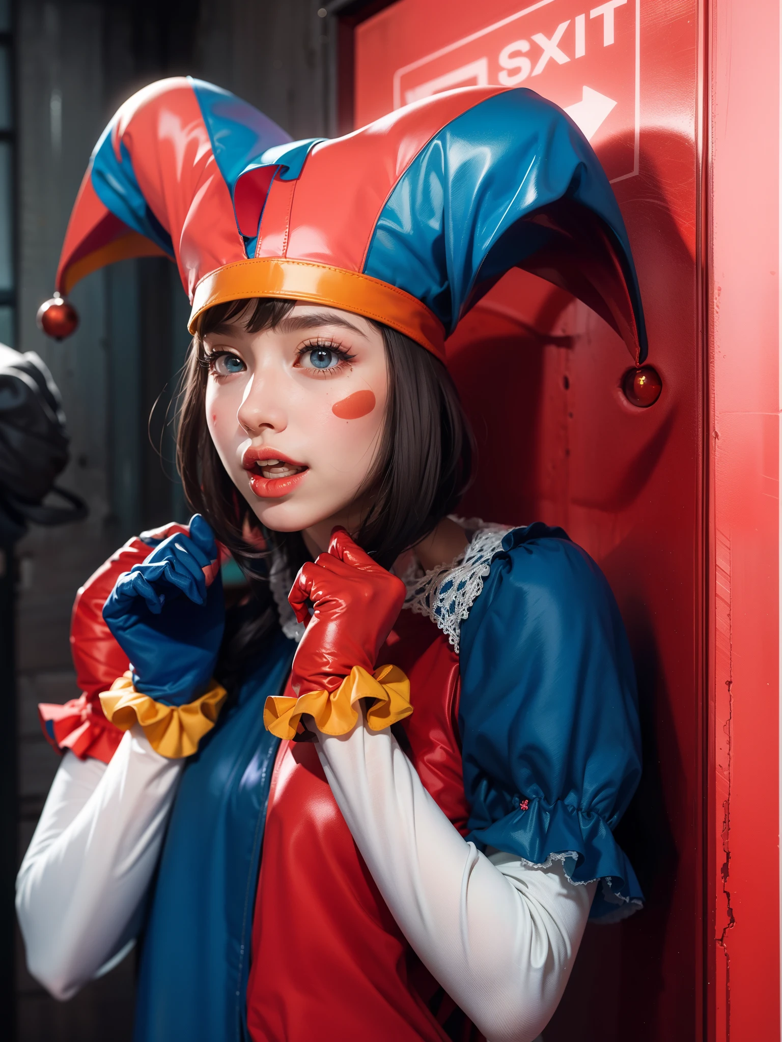 A woman in a clown costume posing for a picture - SeaArt AI