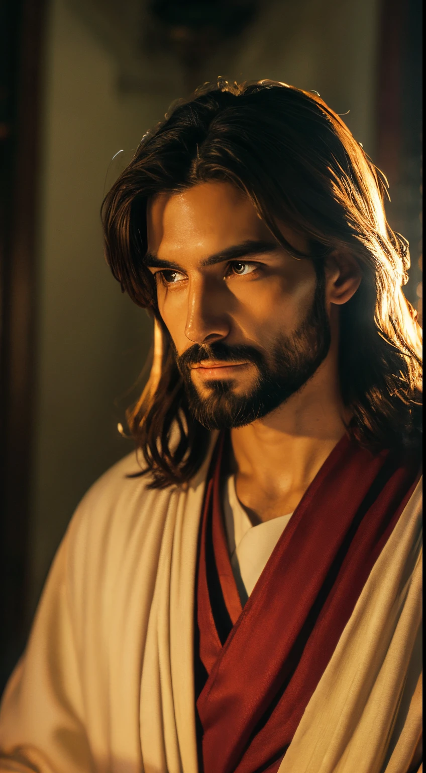 A man with long hair and a beard wearing a robe SeaArt AI