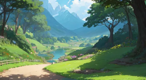 rompts
Copy
(((best quality)))), an umlaut on a hill with a path leading to it, anime countryside, anime background art, anime s...