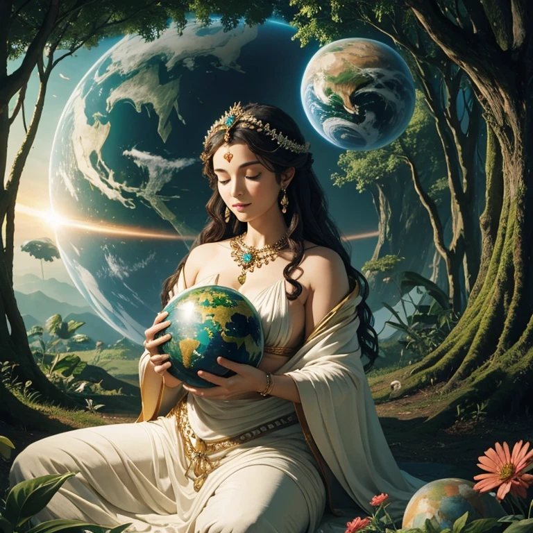 A goddess nurturing a planet - SeaArt AI