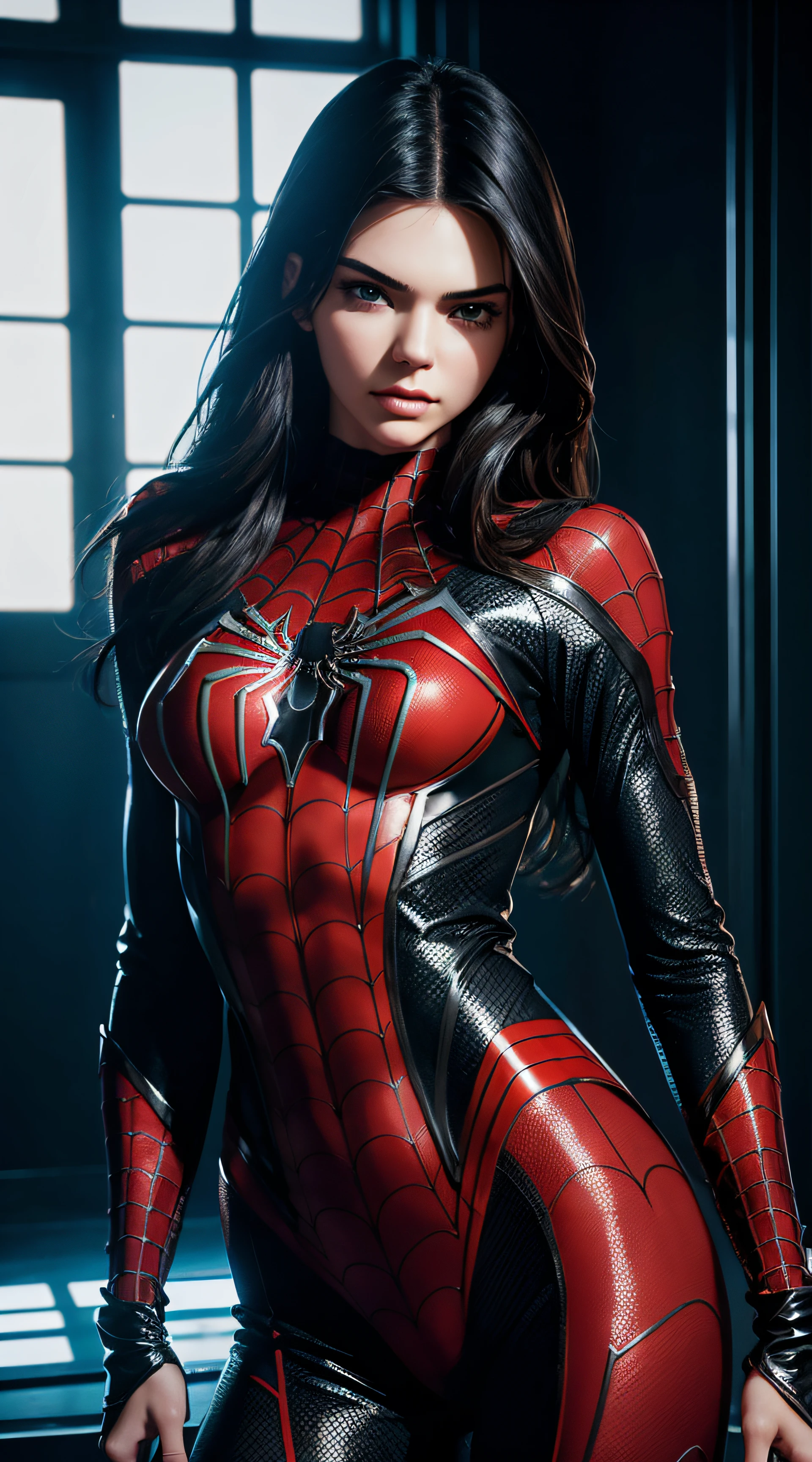 A woman in a spider - man suit posing for a photo - SeaArt AI