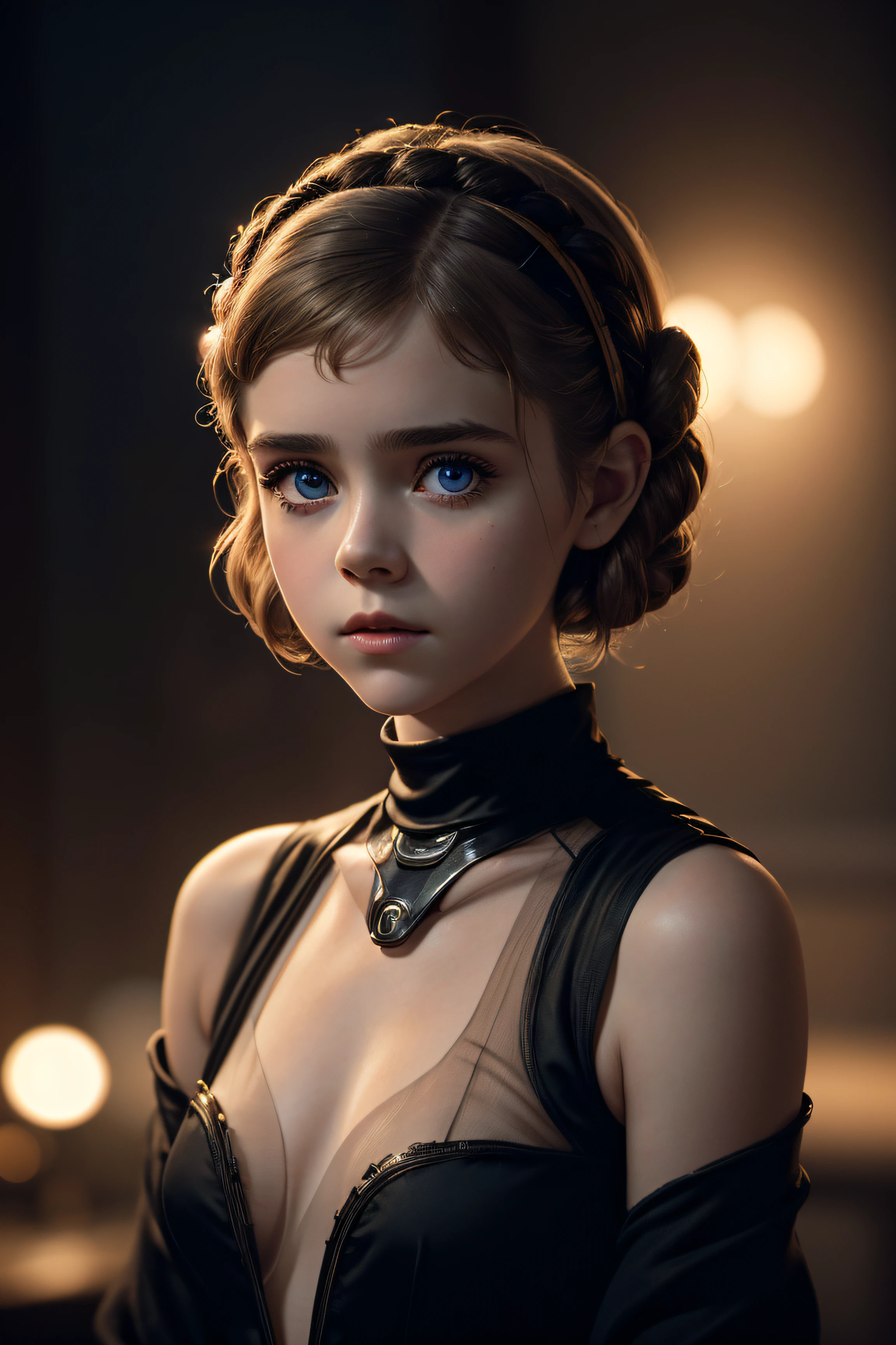 Kiernan Shipka, wearing princess Leia Organa costum sexy clothes transparent. professionally retouched, soft lighting, realistic, smooth face, perfect eyes, sharp focus on eyes, 8 k, high definition, insanely detailed, intricate, elegant. in a natural background.