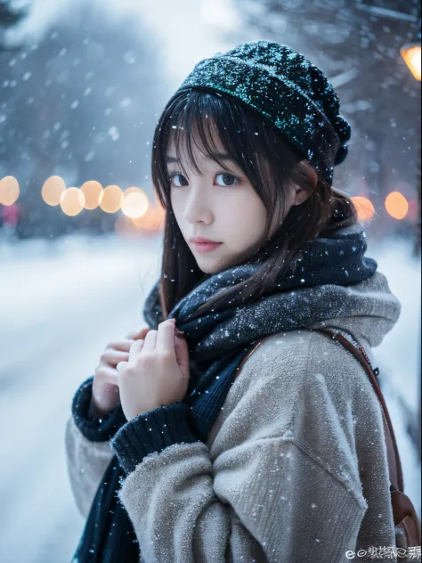 while watching the snow falling quietly. her introspective and tearful expression、makes you feel longing and melancholy for wint...