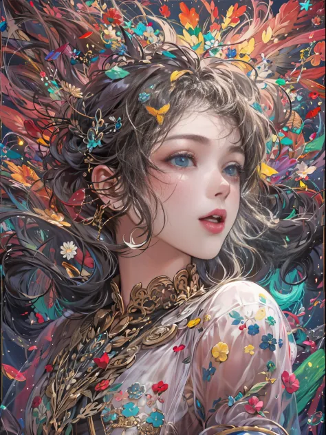 (​masterpiece、top-quality、top-quality、Official art、Beautifully Aesthetic:1.2)、1girl in、(close to viewer:1.4), From Side, depthoffield, nffsw, diamonds and beautiful eyes、ighly detailed、(Fractal Art:1.3)、colourfull、highestdetailed