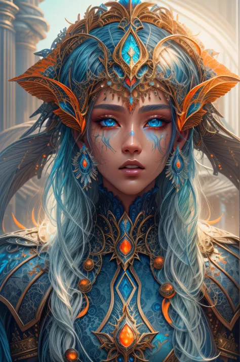 fantasy art, dnd art, RPG art, drkfntasy wide shot, (masterpiece:1.3), full body intense details, highly detailed, photorealistic, best quality, highres, portrait of a exotic race vedalken female (fantasy art, Masterpiece, best quality: 1.3) (blue colored ...