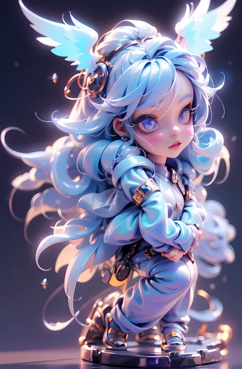 (Masterpiece: 1.4), (Best Quality: 1.4), (Chibi: 1.3), (Very Cute Angel Girl, Super Detailed Face, Jewel-like Eyes, White Very L...