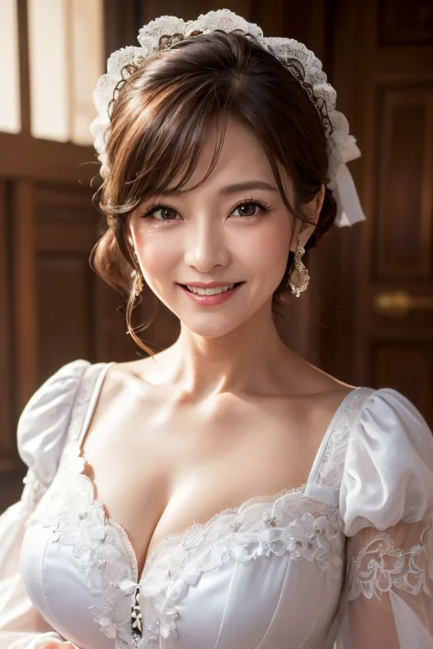 (Masterpiece:1.2), high definition, high quality,(60-year-old woman:1.2)、(Wrinkles on the face:1.2)、Beautie、raor gown, Sweet Lol...