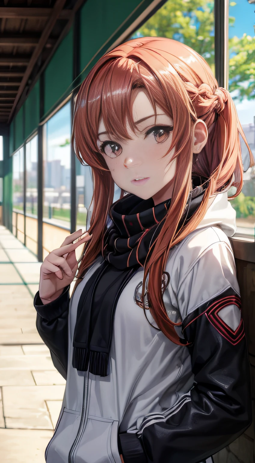 ((anime,1 mulher,A melhor qualidade), (Fundo 8K muito detalhado, melhor sombra), Altamente detalhado, (lindos olhos detalhados), ((Ropa de inverno, luz do dia, inverno))), (Tiro de vaqueiro), anime, cidade, Melhor qualidade, alto detalhe, 4k