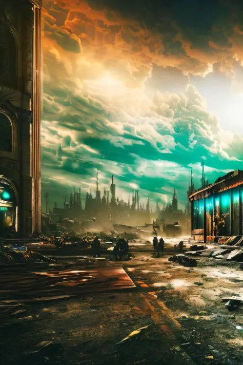 end of the world, epic realistic, ((((hdr)))), ((((muted colors)))), apocalypse, abandoned, neutral colors, night, screen space ...