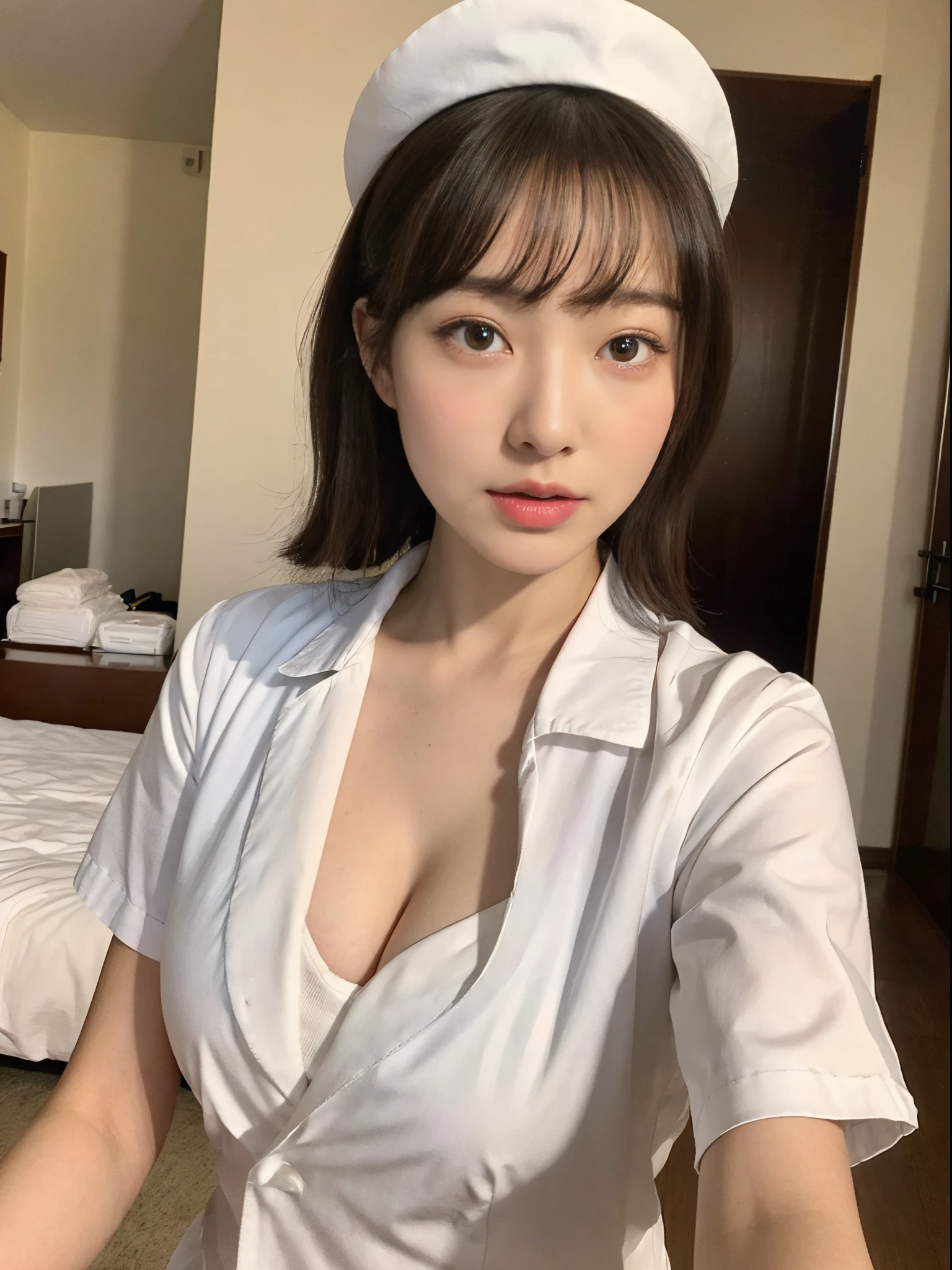 A Close Up Of A Woman In A White Uniform Posing For A Picture Seaart Ai