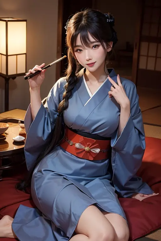 （ultra best quality、in 8K、masuter piece、delicate illustration）、Mysterious and beautiful Japanese aristocratic wife（Smoke pipe）、P...